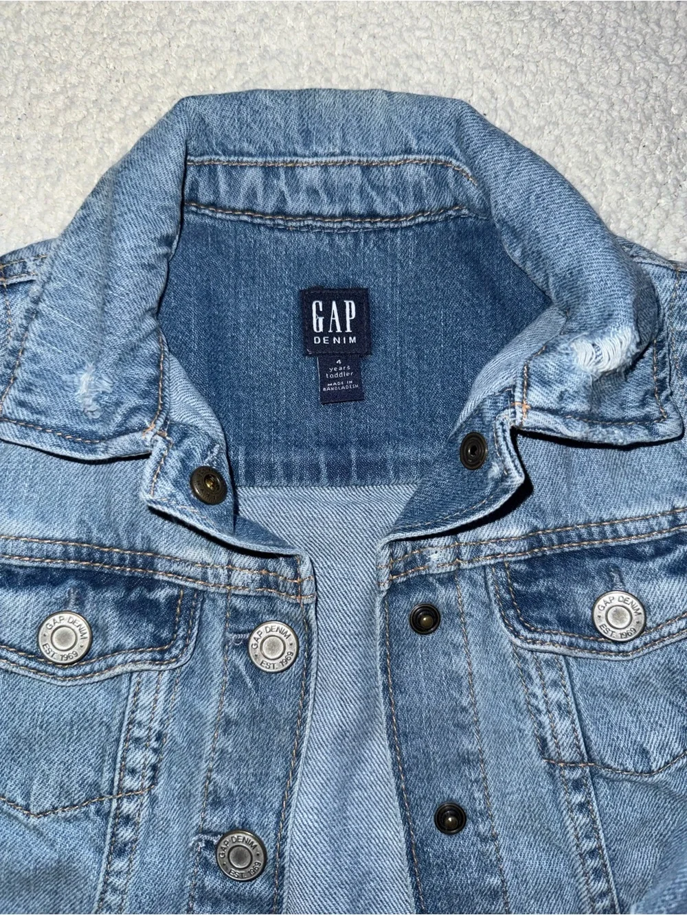 Gap Girls Distressed Denim Jean Jacket Size 4T